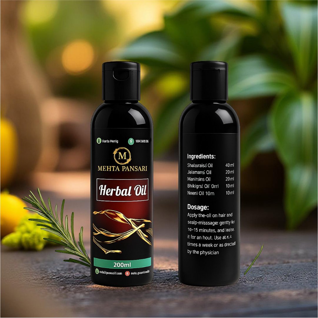 Ayurvedic Hair Oil – Herbal Blend for Hair Fall Control, Dandruff Removal, Faster Hair Growth, and Natural, Non-Sticky Formula for Men & Women